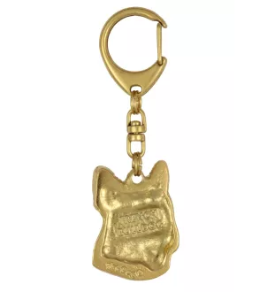 Französische Bulldogge II - Vergoldeter Schlüsselanhänger mit Hund in Geschenkbox, Handtaschen-Dekoration, Luxus-Accessoire der Marke Art-Dog