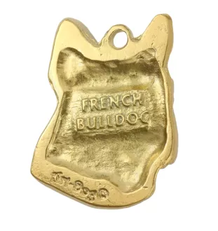 French Bulldog, Frenchie II - Gilded key ring with dog in gift box, handbag decoration, luxury accessory by Art-Dog brand