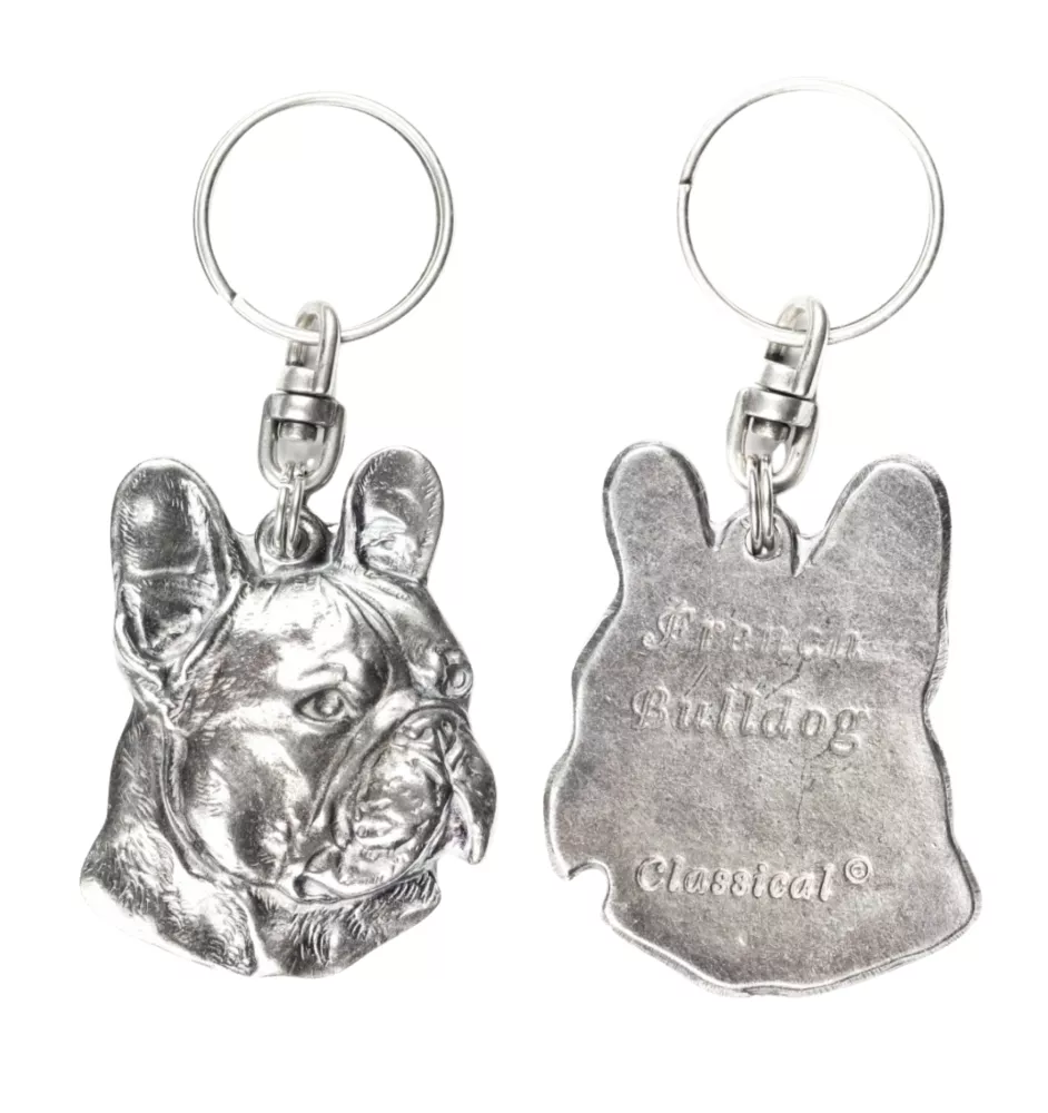 Bouledogue français I - Pendentif argenté avec un chien dans une boîte décorative, décoration de sac à main, pendentif de sac à dos par la marque Art-Dog