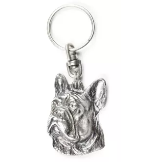 Französische Bulldogge II - Versilberter Anhänger mit einem Hund in einer dekorativen Box, Handtaschenschmuck, Rucksackanhänger der Marke Art-Dog