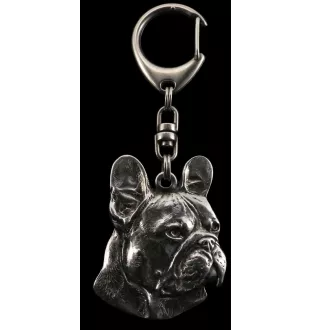 French Bulldog, Frenchie I - Silver-plated key ring with a dog in a gift box, handbag decoration, backpack pendant by Art-Dog brand