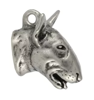 Bull Terrier, Bullterrier I - Versilberter Schlüsselanhänger mit Hund, Handtaschen-Dekoration, Rucksack-Anhänger der Marke Art-Dog