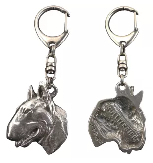 Bull Terrier, Bully II - Silver-plated key ring with dog, handbag decoration, backpack pendant by Art-Dog brand