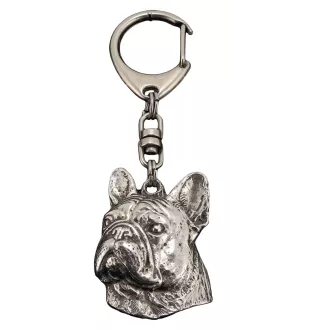 Französische Bulldogge II - Versilberter Schlüsselanhänger mit Hund in einer Geschenkbox, Handtaschenschmuck, Rucksackanhänger der Marke Art-Dog