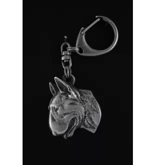 Bull Terrier II - Porte-clés argenté avec chien, décoration de sac à main, pendentif de sac à dos par la marque Art-Dog