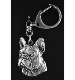 French Bulldog, Frenchie II - Silver-plated key ring with a dog in a gift box, handbag decoration, backpack pendant by Art-Dog brand