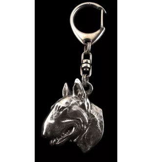 Bull Terrier, Bully II - Silver-plated key ring with dog, handbag decoration, backpack pendant by Art-Dog brand
