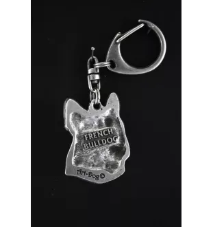 Französische Bulldogge II - Versilberter Schlüsselanhänger mit Hund in einer Geschenkbox, Handtaschenschmuck, Rucksackanhänger der Marke Art-Dog