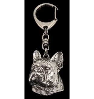 Französische Bulldogge II - Versilberter Schlüsselanhänger mit Hund in einer Geschenkbox, Handtaschenschmuck, Rucksackanhänger der Marke Art-Dog