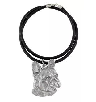 Französische Bulldogge I - Halskette mit Hund, versilberter Anhänger für Hundefans, einzigartiger Schmuck der Marke Art-Dog