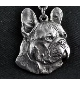 Französische Bulldogge I - Halskette mit Hund, versilberter Anhänger für Hundefans, einzigartiger Schmuck der Marke Art-Dog