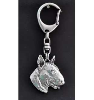 Bull Terrier III - Porte-clés argenté avec chien, décoration de sac à main, pendentif de sac à dos par la marque Art-Dog