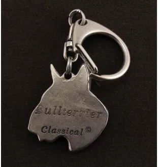 Bull Terrier, Bullterrier III - Versilberter Schlüsselanhänger mit Hund, Handtaschen-Dekoration, Rucksack-Anhänger der Marke Art-Dog