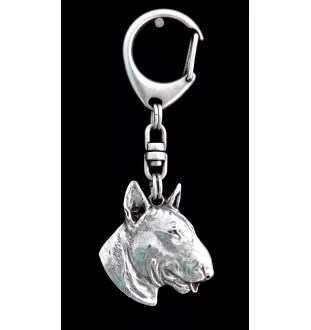 Bull Terrier, Bully III - Silver-plated key ring with dog, handbag decoration, backpack pendant by Art-Dog brand