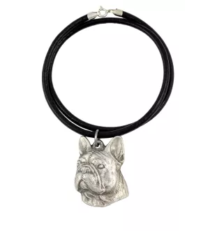 Französische Bulldogge II - Halskette mit Hund, versilberter Anhänger für Hundefans, einzigartiger Schmuck der Marke Art-Dog