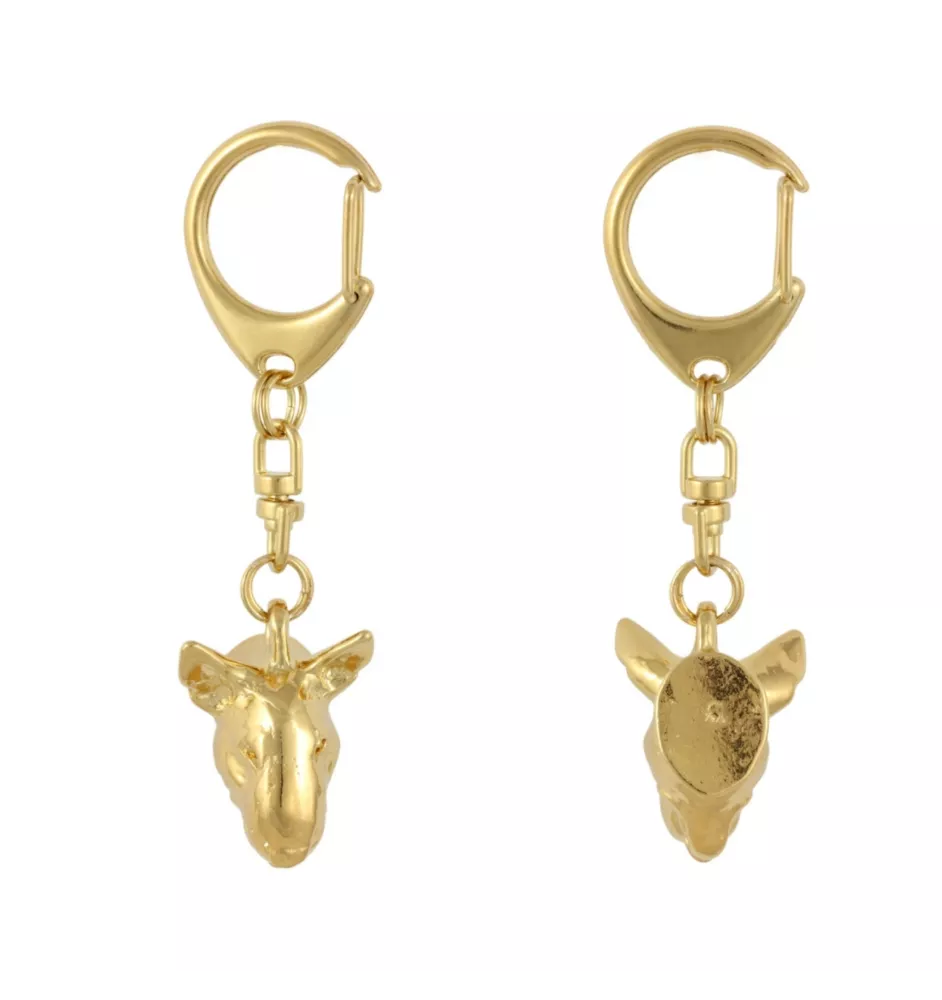 Bull Terrier, Bullterrier I - Vergoldeter Schlüsselanhänger mit Hund, Handtaschenschmuck, Luxus-Accessoire der Marke Art-Dog