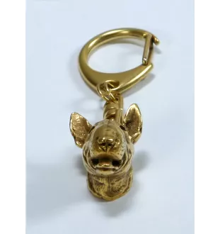 Bull Terrier, Bullterrier I - Vergoldeter Schlüsselanhänger mit Hund, Handtaschenschmuck, Luxus-Accessoire der Marke Art-Dog