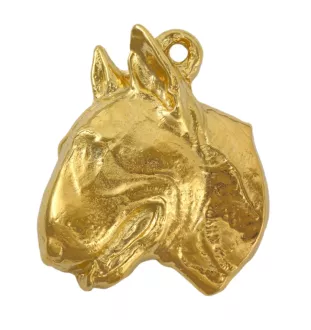 Bull Terrier, Bullterrier II - Vergoldeter Schlüsselanhänger mit Hund, Handtaschenschmuck, Luxus-Accessoire der Marke Art-Dog