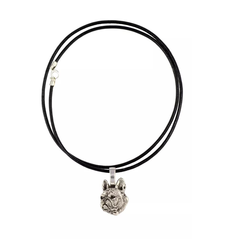 Französische Bulldogge II - Hundehalsband, versilberter Anhänger für den Hundeliebhaber, dezenter Schmuck von Art-Dog