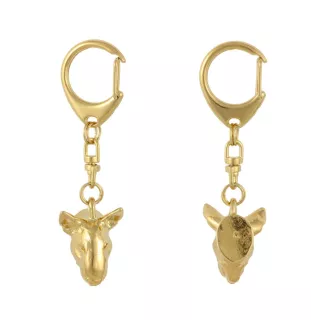 Bull Terrier, Bully I - Gilded key ring with dog in gift box, handbag decoration, luxury accessory by Art-Dog brand