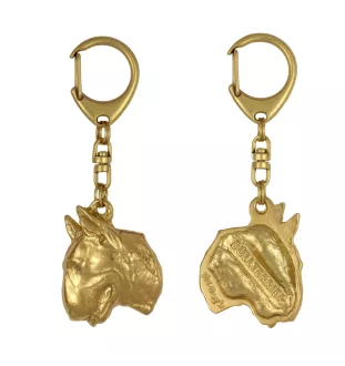 Bull Terrier, Bully II - Gilded key ring with dog in gift box, handbag decoration, luxury accessory by Art-Dog brand