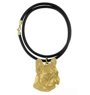 Bouledogue français I - Collier pour chien, pendentif plaqué or pour fan de chien, bijoux uniques de la marque Art-Dog