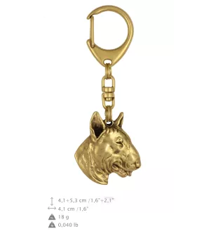 Bull Terrier III - Porte-clés doré avec chien dans boîte cadeau, décoration de sac à main, accessoire de luxe de la marque Art-Dog