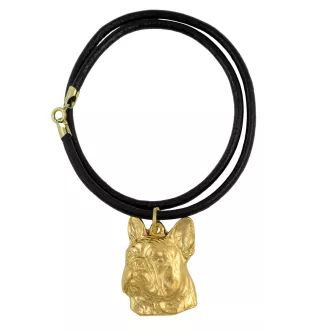 Französische Bulldogge II - Hundehalsband, vergoldeter Anhänger für Hundefans, einzigartiger Schmuck der Marke Art-Dog