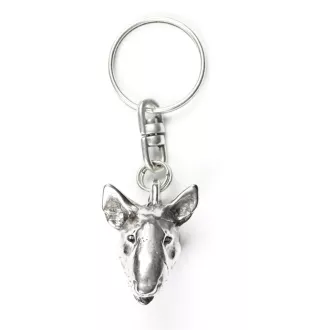 Bull Terrier I - Pendentif argenté avec un chien dans une boîte décorative, décoration de sac à main, pendentif de sac à dos par la marque Art-Dog