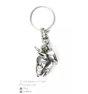 Bull Terrier I - Pendentif argenté avec un chien dans une boîte décorative, décoration de sac à main, pendentif de sac à dos par la marque Art-Dog