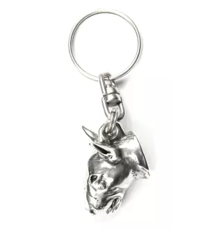 Bull Terrier, Bully I - Silver-plated pendant with a dog in a decorative box, handbag decoration, backpack pendant by Art-Dog brand