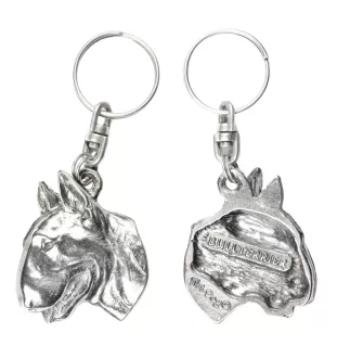Bull Terrier, Bullterrier II - Versilberter Anhänger mit einem Hund in einer dekorativen Box, Handtaschenschmuck, Rucksackanhänger der Marke Art-Dog