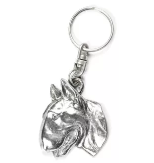 Bull Terrier II - Pendentif argenté avec un chien dans une boîte décorative, décoration de sac à main, pendentif de sac à dos par la marque Art-Dog