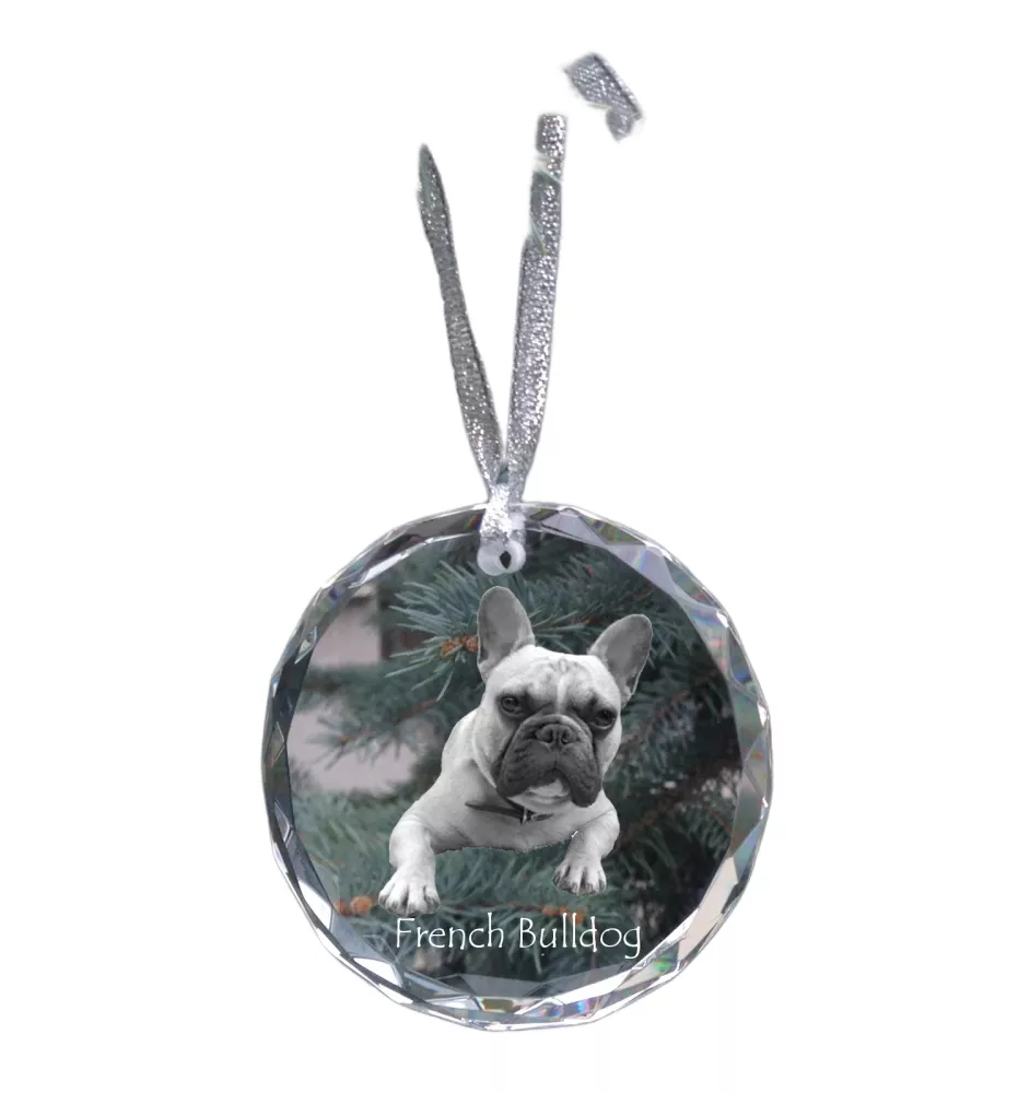 French Bulldog, Frenchie - crystal bauble with a photo, dog photo in crystal, personalized Christmas tree ornament by Art-Dog brand