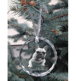 French Bulldog, Frenchie - crystal bauble with a photo, dog photo in crystal, personalized Christmas tree ornament by Art-Dog brand
