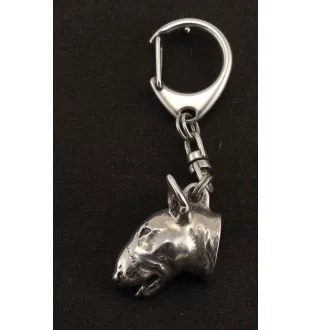 Bull Terrier, Bullterrier I - Versilberter Schlüsselanhänger mit Hund in einer Geschenkbox, Handtaschenschmuck, Rucksackanhänger der Marke Art-Dog