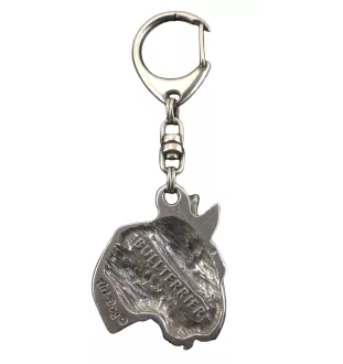Bull Terrier II - Porte-clés argenté avec un chien dans une boîte cadeau, décoration de sac à main, pendentif de sac à dos par la marque Art-Dog