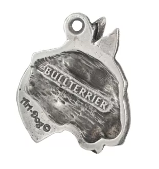 Bull Terrier, Bully II - Silver-plated key ring with a dog in a gift box, handbag decoration, backpack pendant by Art-Dog brand