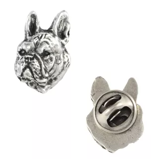 Bouledogue français II  - Broche chien argentée, épingle élégante, décoration de revers de veste par la marque Art-Dog