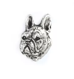 French Bulldog, Frenchie II  - Silver-plated dog brooch, elegant pin, jacket lapel decoration by Art-Dog brand
