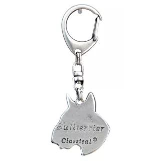 Bull Terrier, Bullterrier III - Versilberter Schlüsselanhänger mit Hund in einer Geschenkbox, Handtaschenschmuck, Rucksackanhänger der Marke Art-Dog