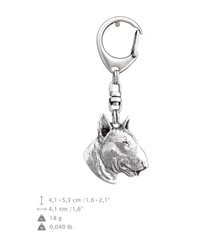 Bull Terrier, Bullterrier III - Versilberter Schlüsselanhänger mit Hund in einer Geschenkbox, Handtaschenschmuck, Rucksackanhänger der Marke Art-Dog