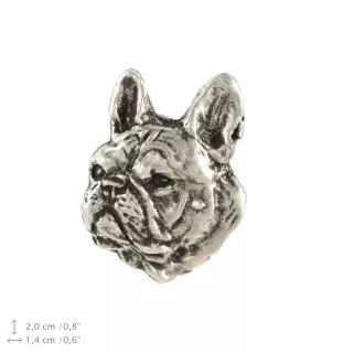 Französische Bulldogge II  - Versilberte Hundebrosche, elegante Anstecknadel, Jackenreversschmuck der Marke Art-Dog