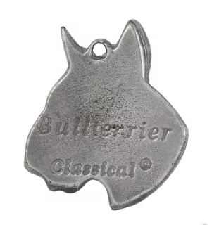 Bull Terrier, Bullterrier III - Versilberter Schlüsselanhänger mit Hund in einer Geschenkbox, Handtaschenschmuck, Rucksackanhänger der Marke Art-Dog
