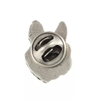 Bouledogue français II  - Broche chien argentée, épingle élégante, décoration de revers de veste par la marque Art-Dog