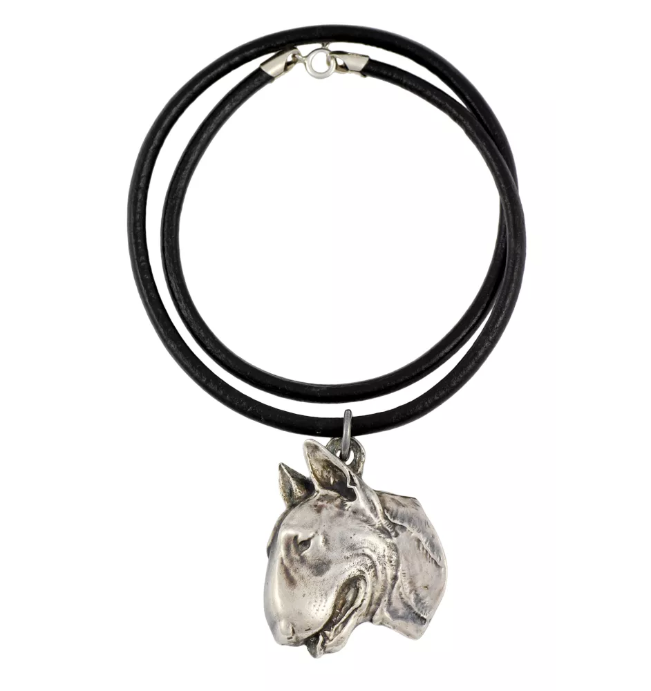 Bull Terrier, Bullterrier II - Halskette mit Hund, versilberter Anhänger für Hundefans, einzigartiger Schmuck der Marke Art-Dog