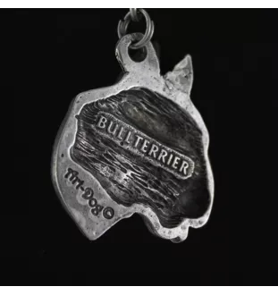 Bull Terrier, Bullterrier II - Halskette mit Hund, versilberter Anhänger für Hundefans, einzigartiger Schmuck der Marke Art-Dog