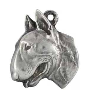 Bull Terrier, Bullterrier II - Halskette mit Hund, versilberter Anhänger für Hundefans, einzigartiger Schmuck der Marke Art-Dog