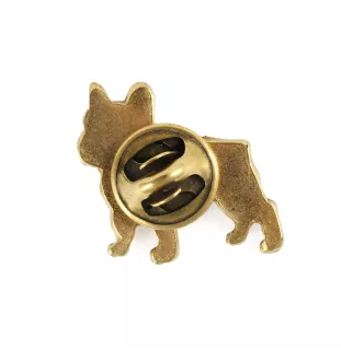 Französische Bulldogge I - Hundebrosche in dekorativer Box, elegante vergoldete Anstecknadel, Jackenbrosche der Marke Art-Dog