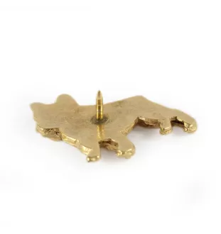 Französische Bulldogge I - Hundebrosche in dekorativer Box, elegante vergoldete Anstecknadel, Jackenbrosche der Marke Art-Dog